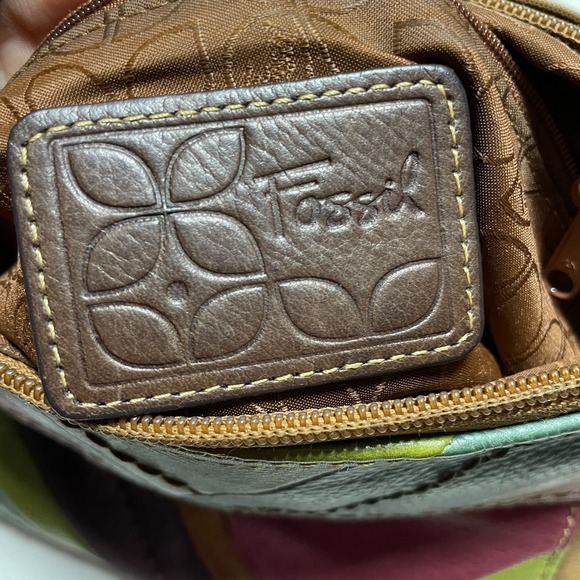 Fossil Vintage Patchwork Leather Crossbody Bag Cross Body Shoulder Adj. Strap - Picture 2 of 11